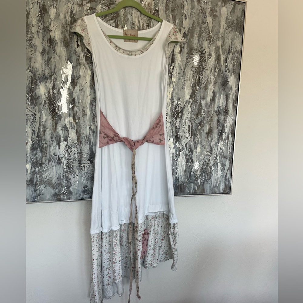IAN MOSH Multilayered Maxi Casual Cotton Dress Cottagecore Boho-Sz 4-Medium